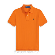 POLO SPORT美國保羅小馬標短袖polo衫男士t恤商務(wù)休閑純色夏季寬松大碼上衣 桔色 S (110-130斤)歐碼偏大