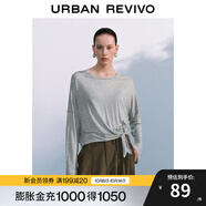 UR2025秋季新款女裝慵懶休閑風(fēng)綁帶超寬松長袖T恤UWB450049 花灰 (偏寬松) S (XS-S)