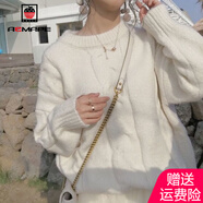 AEMAPE毛衣女2025春秋冬季外穿女裝加厚日系甜美內(nèi)搭圓領(lǐng)針織衫女 白色 S
