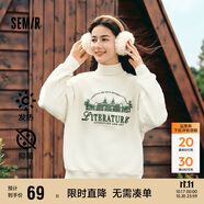 森馬（Semir）[商場(chǎng)同款]女oversize發(fā)熱抗菌2024冬季繡花抓絨上衣101724116004