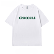 MODX王一博同款CROCODILE短袖白色鱷魚字母情侶款T恤夏季男女純棉上衣 白色 S
