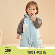 巴拉巴拉童裝嬰兒連體羽絨服連體衣寶寶衣服2025冬裝哈衣爬服萌趣男童女童 白色小熊-白鴨絨 73 cm-充絨量74g