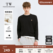 Teenie Weenie小熊男裝簡約風(fēng)長袖T恤秋冬純色休閑寬松打底衫 黑色 L 175