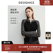 迪賽尼斯2024年春季新款通勤風(fēng)高級(jí)感顯瘦正肩拉鏈開衫毛針織衫女 黑色 L