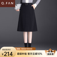 恰凡（QIAFAN）高腰a字半身裙子女士春秋2025新款洋氣中長款顯瘦小個子包臀中裙 黑色【毛呢秋冬款】 M  體重90~100斤
