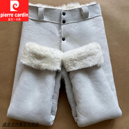 皮爾卡丹（pierre cardin）真羊皮毛一體褲子男女中老年保暖加厚高腰真皮皮褲老人防風(fēng)棉褲冬 整皮【高腰深檔】 L 腰圍2..6尺【100-120斤】