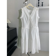 映棠GAGD 清冷層疊木耳邊前后兩穿無(wú)袖背心連衣裙女 甜系白月光連衣裙 白色 M 均碼