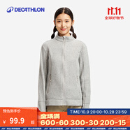 迪卡儂（DECATHLON）保暖戶外抓絨衣外套男女運動寬松秋搖粒絨外套沖鋒衣內(nèi)膽 女款-全拉鏈-淺灰色 M