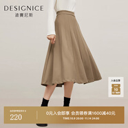 迪賽尼斯（DESIGNICE）冬季新款小眾復古顯瘦針織長裙純色通勤a字半身裙 淺咖 S