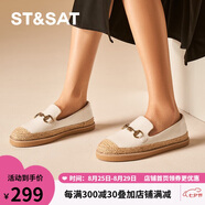 星期六（St&Sat）女鞋春季平底金屬扣一腳蹬休閑漁夫鞋 41米白色 36