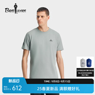 比音勒芬2025夏季新款透氣圓領(lǐng)防曬短袖T恤休閑簡(jiǎn)約親膚男士上衣日常通勤 97云杉綠色 4XL （125）
