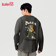 班尼路（Baleno）長袖男士t恤秋季潮流百搭純棉打底衫寬松透氣青少年休閑秋裝上衣