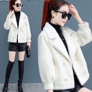 AEMAPE仿水貂絨大衣外套女短款毛衣2025秋冬季新款韓版加厚毛絨外衣顯瘦 【白色 #2167 2XL 建議115-125斤左右