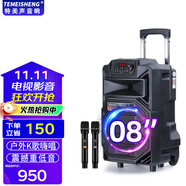 TEMEISHENG 特美聲SL15-31廣場舞戶外移動大功率演出活動拓展主持15寸大音量音響k歌唱歌便攜式藍牙藍牙音箱 8寸標配+2支無線話筒+大禮包