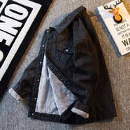 gxmy牛仔外套男春秋季潮牌衣服男士痞帥高級感印花休閑夾克男四季男裝 HP23黑色加絨 冬季加厚款 XL 【120-140斤】