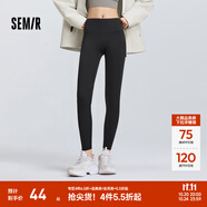 森馬休閑褲女高彈收腹緊身打底褲2025春新款黑色隨心裁九分褲純色 黑色90001 M 160/66A