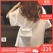 viney包包女包牛皮凱莉包品牌斜挎包輕奢生日禮物送女友老婆 【白色】高級(jí)感實(shí)用ck風(fēng)手提單肩包