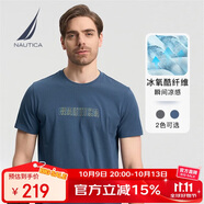 諾帝卡（NAUTICA）男裝夏季款休閑親膚舒適短袖圓領(lǐng)T恤男TO3204 藍(lán)色4MY L