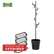 宜家（IKEA）ALGANAS艾佳奈斯衣帽架鞋架臥室落地立式掛衣架衣服架 黑色2件套門廳家具