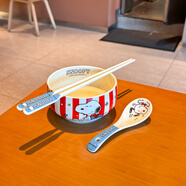 史努比（SNOOPY）條紋2025年新款陶瓷碗筷餐具飯碗碟子菜盤(pán)二人食套裝禮盒裝 史努比碗筷勺-藍色