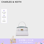 CHARLES&KEITH金屬扣帶凱莉包婚包手提單肩包包女包生日七夕禮物CK2-50270880 Pearl珍珠色 S