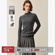 LILY【100美麗諾綿羊毛】秋裝新款女裝修身百搭半高領(lǐng)針織衫 509深灰 M