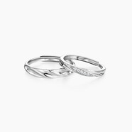 卡蒂羅共渡愛河999銀飾情侶對戒一對戒指結(jié)婚求婚可調(diào)節(jié)生日禮物送女友 共渡愛河對戒/999銀/莫桑石