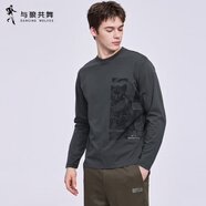 與狼共舞（DANCING WOLVES）2025秋新款刺繡長(cháng)袖T恤男休閑百搭上衣 深灰015 S 165_84A_