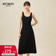 深呼吸DEEP BREATH女裝簡約高腰圓領(lǐng)背心小黑裙連衣裙8500126 黑 S (2碼)