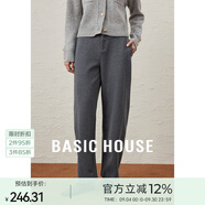 Basic House/百家好高腰闊腿休閑褲女秋2025新款小個子純色香蕉褲 灰色 2XL 130-140斤