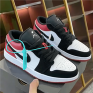 ICNNIKEIAir 喬1 AJ1 低幫籃球鞋煙灰影子灰男女學(xué)生運動(dòng)休閑板鞋 白黑紅 39