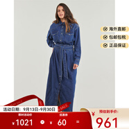 Lee女裝連衣裙長(zhǎng)袖襯衫式連衣裙牛仔長(zhǎng)裙子純棉2025春秋款收腰顯瘦裙 藍(lán)色 S (EU)