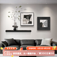 福進(jìn)門黑白灰抽象客廳裝飾畫簡(jiǎn)約現(xiàn)代沙發(fā)背景墻掛畫高級(jí)感立體餐廳壁畫 A-藝術(shù)獨(dú)白FZH07大號(hào) 90*35（砂巖）/40*40/40*40cm 格調(diào)黑（鋁合金框+油畫布）