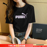 彪馬（PUMA）t恤女裝 2025夏季新款休閑顯瘦氣質(zhì)上裝健身寬松圓領(lǐng)透氣運動(dòng)短袖 688938-56/黑色-全棉 S (155/80A)