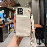 ins風(fēng)斜挎錢(qián)包適用蘋(píng)果16手機殼15手機殼xr套6s78plusiPh 【配肩帶掛繩】風(fēng)琴拉鏈包(小香風(fēng)編織白色) 表格里沒(méi)有的型號可聯(lián)系客服咨詢(xún)定制