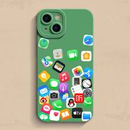 RANRZLins創(chuàng  )意圖標蘋(píng)果16手機殼適用iPhone15/14硅膠13軟殼12/11promax全包xsmax防摔xr新款78plus磨砂se 綠色-蘋(píng)果圖標 iPhone_8_Plus