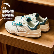 安踏（ANTA）男鞋滿(mǎn)貫厚底增高板鞋2024百搭拼接休閑運動(dòng)鞋 象牙白/孔雀石綠/泥沙灰-3 42.5