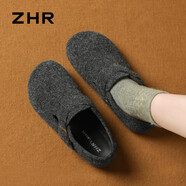 ZHR灰色勃肯鞋女新款百搭休閑鞋懶人一腳蹬平底單鞋 JQ07FF深灰色38