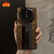 華為（HUAWEI）【品質(zhì)原裝】【品質(zhì)原裝】mateX5手機殼跑電鍍真皮新款國風(fēng)高山流 跑槍色【高山流水-墨黃色】翻蓋皮套 華為mateX6典藏版