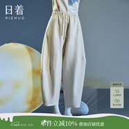 日著趣月光米棉麻吊襠休閑褲2025夏季新款薄拼接寬松顯瘦九分褲女 月光米 S