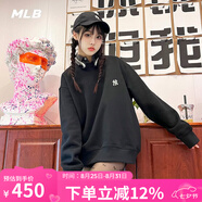 美職棒（MLB）官方男女情侶衛(wèi)衣小標長袖寬松洋基隊上衣休閑運動套頭七夕節(jié)禮物 紐約洋基隊/黑色/建議拍小一碼 XS 160/84A