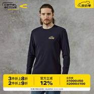 camel active德國駱駝動感男裝2025春季莫代爾混紡舒適百搭基礎(chǔ)款印花圓領(lǐng)T恤 085深藍(lán)2 M