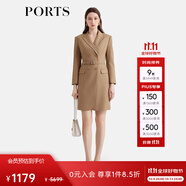 PORTS女裝秋冬新款商務(wù)束腰連衣裙 駝色 2