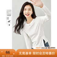 梵希蔓春秋打底衫可外穿2025新款黑白內搭長(cháng)袖t恤女修身收腰上衣 M3289 米白色 XL