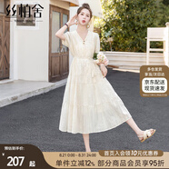 絲柏舍甜美V領(lǐng)連衣裙2025夏裝新款女裝收腰A字優(yōu)雅大擺仙女裙