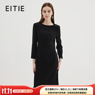 愛(ài)特愛(ài)（EITIE）高級感圓領(lǐng)釘珠刺繡魚(yú)尾羊毛呢禮服連衣裙冬季新款7277902 極簡(jiǎn)黑20 L 165
