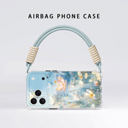 源天吉 適用蘋(píng)果17promax手機殼iphone17/Ait斜挎可背掛繩硅膠四角全包防摔軟殼新款斜跨簡(jiǎn)約花朵輕奢 透明K-清新雛菊藍+雙扣短繩B177 蘋(píng)果17PROMAX