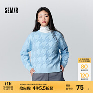 森馬毛衣女冬寬松時(shí)尚氣質(zhì)圓領(lǐng)針織衫優(yōu)雅千鳥格套頭衫女裝內(nèi)搭 藍(lán)色調(diào)00388 XL
