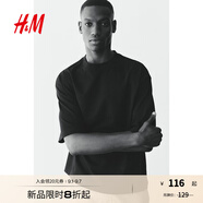 H&M男裝T恤2025年夏季新款大廓形T恤1294399 黑色 XL 180/116