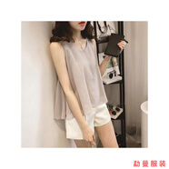 何健弓雙層雪紡背心女吊帶韓版寬松女裝胖百搭外穿夏季新款潮 灰色[雙層雪紡] S[建議60-90斤] 均碼